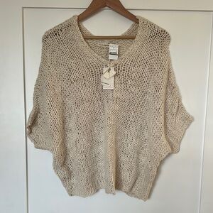 Ulla Johnson Cream Shrug with Chunky Knit and Dolman Sleeves
